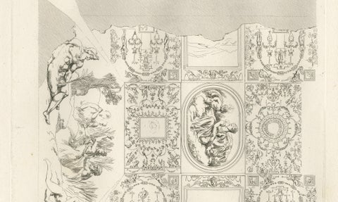 Antique Decorative Ceiling Designs, Fontainebleau Gallery, Baltard, 1803, Pair, close-up 2