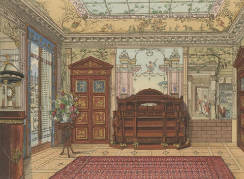 Pompeian Elegance: A Grand Neoclassical Dining Room Interior, 1900, close-up 2