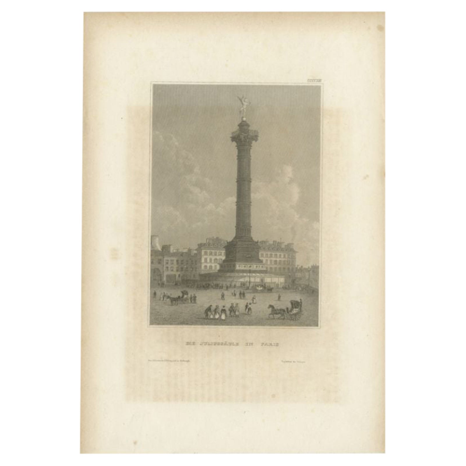 Antique Print of the July Column in Paris by Meyer, 1841