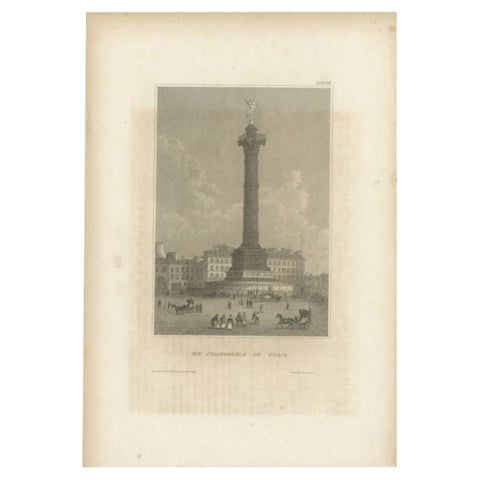 Antique Print of the July Column in Paris by Meyer, 1841