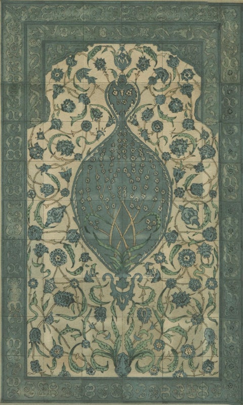 Antique Ottoman Iznik Tile Panel Print, Tomb of Sultan Selim II, Istanbul, 1924, close-up 3