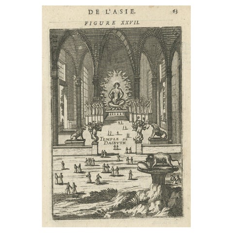 Antique Print with a View of the Temple of Daibuth, Japan, 1683