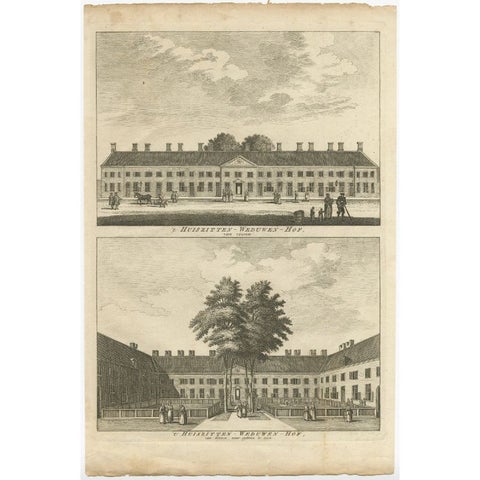 Antique Print of a Widows House in Amsterdam, The Netherlands, c.1760, view 2