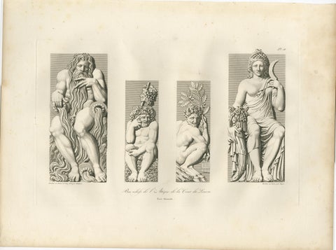 Antique French Architectural Sculpture Engravings Set of 3, Louvre Reliefs. 1803, view 4