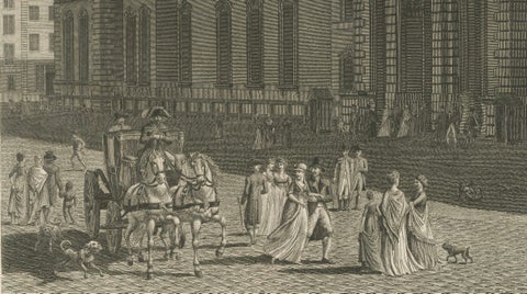 Antique Louvre Museum Entrance Engraving, Paris Architectural View, French, 1803, close-up 5