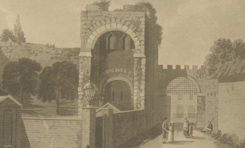 Rougemont Castle Exeter, Aquatint View, Jukes & Davey, 1794, close-up 2