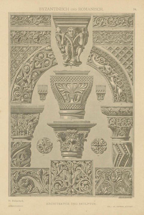 Byzantine and Romanesque Architectural Elements, Ornamentenschatz, 1887, close-up 4