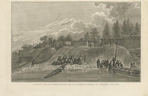 Antique Print of Houses in Nootka Channel by Cook, 1803, view 2