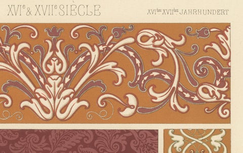 16th–17th C. Renaissance Scrollwork, Ornamental Design, Plate LXXIII, 1869, close-up 1