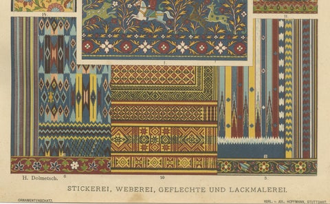 Antique Indian Decorative Art Prints: Metalwork and Textile Motifs, 1887, close-up 1