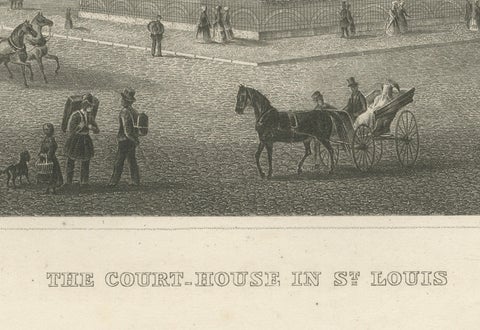 Antique View of the Old Courthouse in St. Louis Missouri, ca. 1850, close-up 3