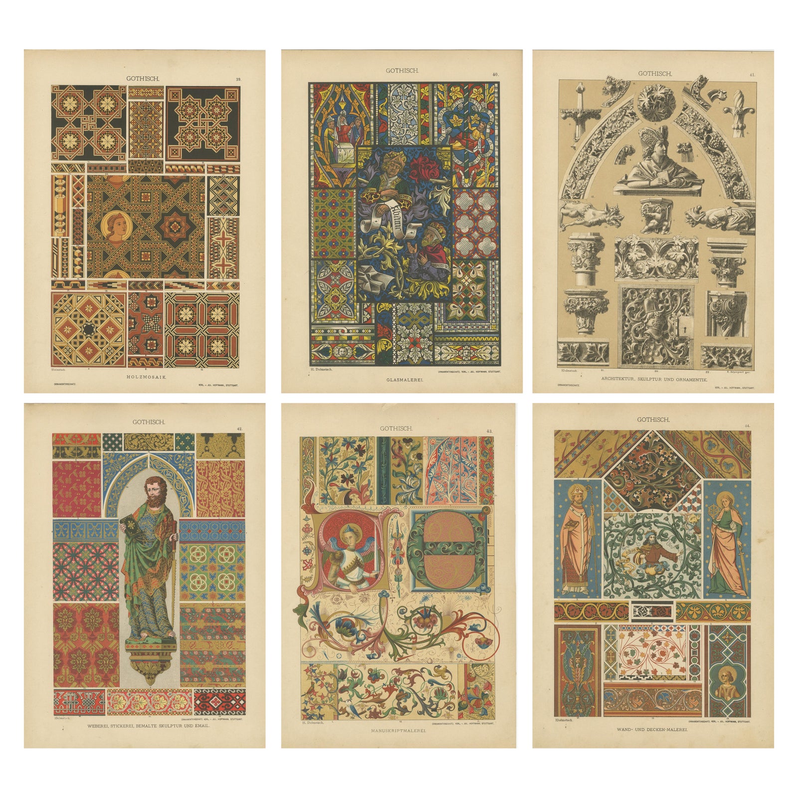 Extensive Collection of Gothic Artwork from Ornamentenschatz, 1887