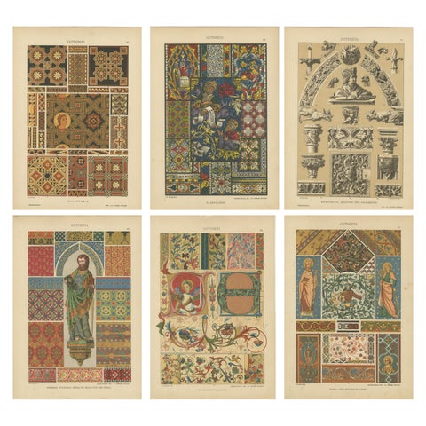 Extensive Collection of Gothic Artwork from Ornamentenschatz, 1887