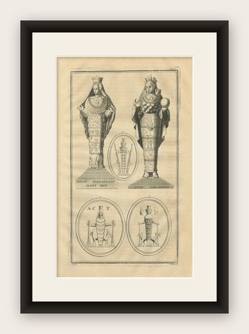 Diana of Ephesus Antique Engraving, Montfaucon Antiquité Expliquée, 1721, shown framed