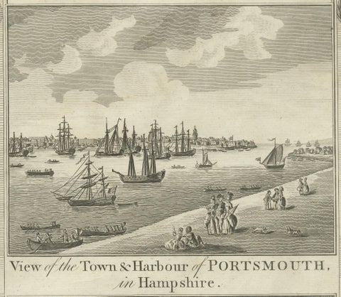 1784 View Of Portsmouth Harbour And Dartmouth Castle By Walpoole, close-up 1