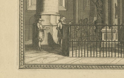 Tomb of William the Silent, Nieuwe Kerk Delft, Dutch Engraving, circa 1750, close-up 5