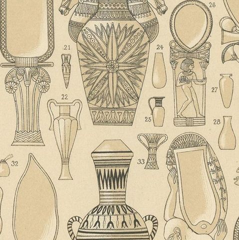 Pl. 1 Antique Print of Egyptian Decorative Objects by Racinet, 'circa 1880', close-up 2