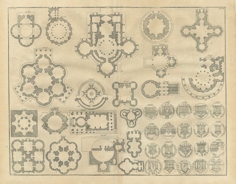 Pair of Serlio Architectural Plan Engravings, Neoclassical, c.1721, close-up 1