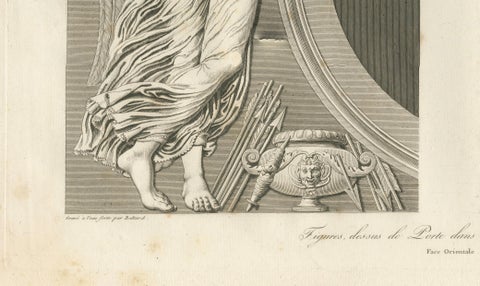 Antique Louvre Architectural Engravings Pair, French Neoclassical Reliefs, 1803, close-up 6
