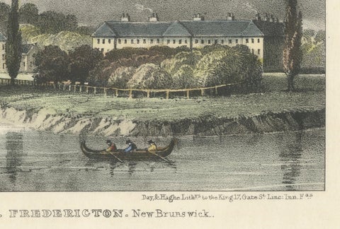 Fredericton's Barracks and Market House: Hand-Colored 1831 Lithograph, close-up 3