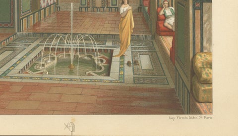 Cairo Summer Salon Interior, Egypt 1888, Racinet Afrique Print, close-up 5