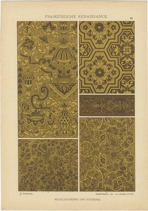 Grid of French Renaissance Artistic Designs, Published in 1887, view 9