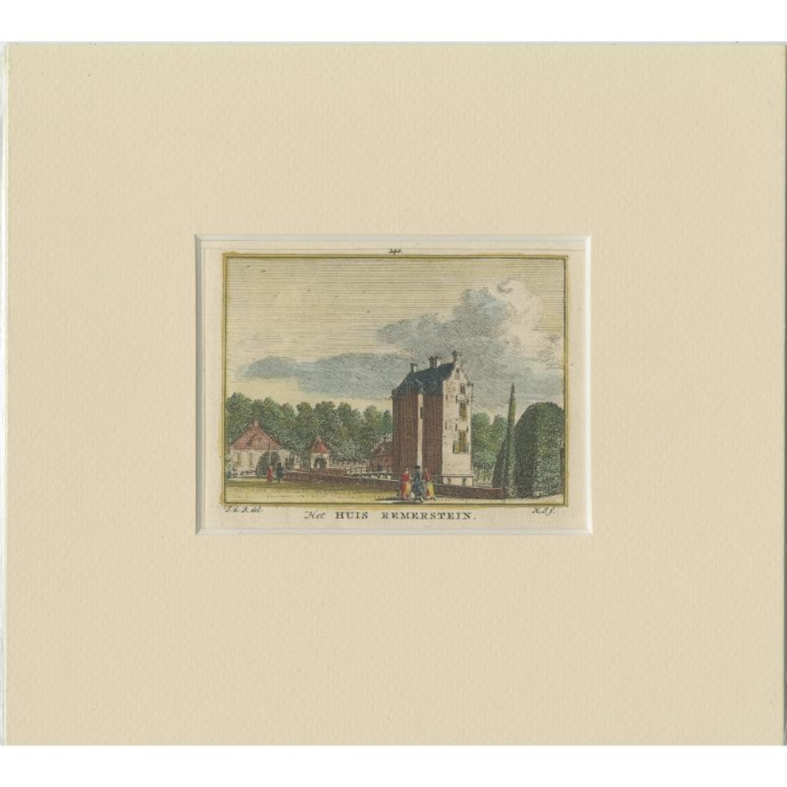 Antique Print of 'Huis Te Remmerstein' a Castle in Rhenen, the Netherlands