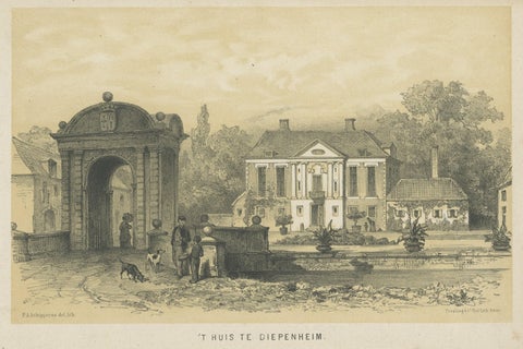 Antique Print of Huis Diepenheim Castle Near Deventer in Holland, 1875, close-up 1