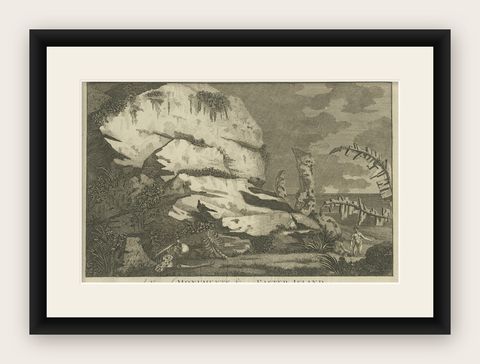 Monuments of Easter Island: An Early European View of the Moai Statues, c.1785, shown framed