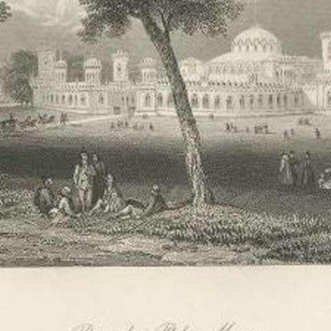Antique Print of Petrovsky Palace in Moscow, Russia, circa 1850, close-up 2