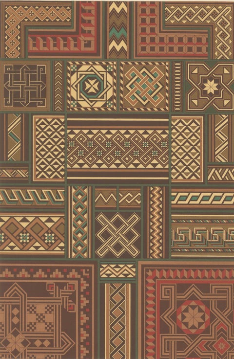 Middle Ages Interlace Motifs, Antique Print of Medieval Knotwork Patterns, 1869, close-up 3