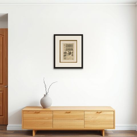 Roman Antiquities & Classical Decorative Arts Engraving, 1721, shown framed on a wall, true to size