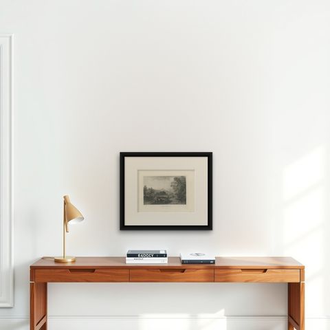 Antique Print of Dover Castle by Willmore, circa 1875, shown framed on a wall, true to size