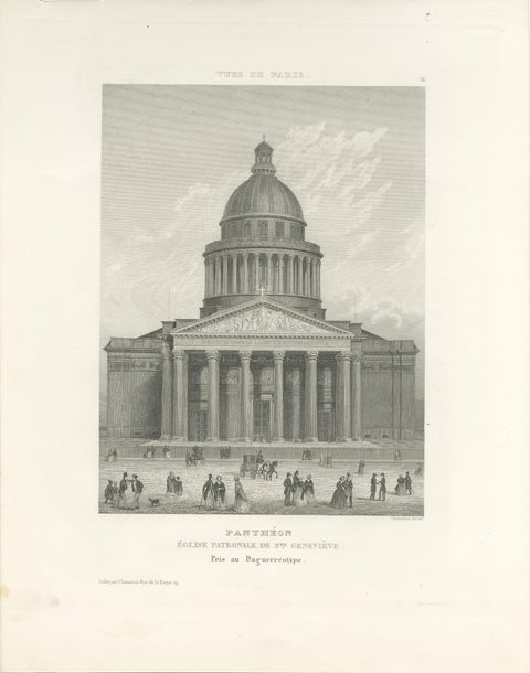 Antique Paris Monuments Set of 4, Pantheon Invalides Bastille Sulpice, c.1855, view 8