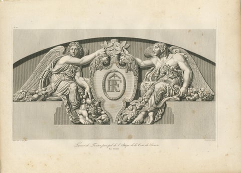 Antique Louvre Architectural Relief Engravings Pair, Neoclassical Ornament, 1803, view 3