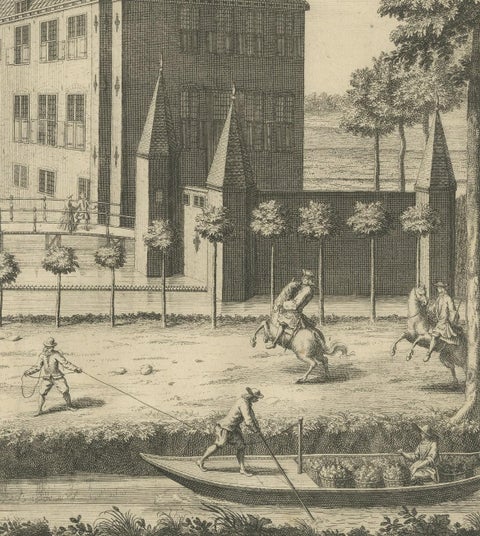 Antique Print of Westerbeek Castle, The Hague in The Netherlands, close-up 1