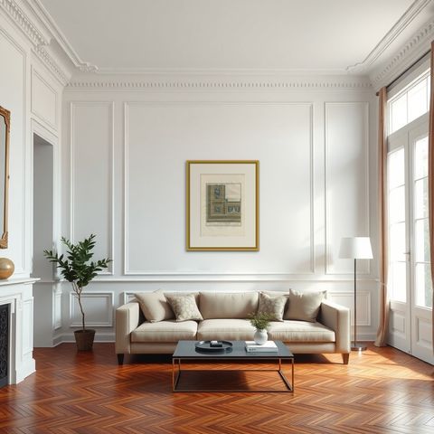 Antique Architecture Print of Ornaments 'Tav. VI' by Albertolli, shown framed in a room, true to size