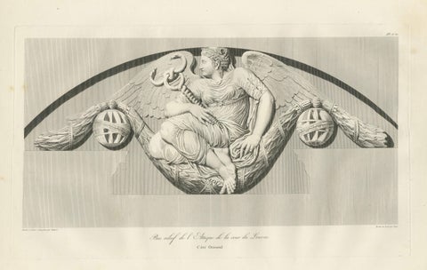 Louvre Architectural Bas-Relief Engravings Pair, French Neoclassical Plates 1803, close-up 1