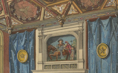 Medieval Revival Office Interior with Monumental Fireplace, c.1900, close-up 5