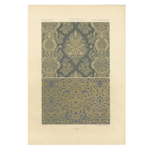 French Wallpaper and Textile Patterns, Damask and Scroll Motifs, ca.1869