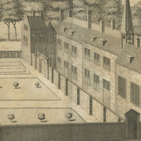 Antique Print of the Leper's House in The Hague, The Netherlands, close-up 5