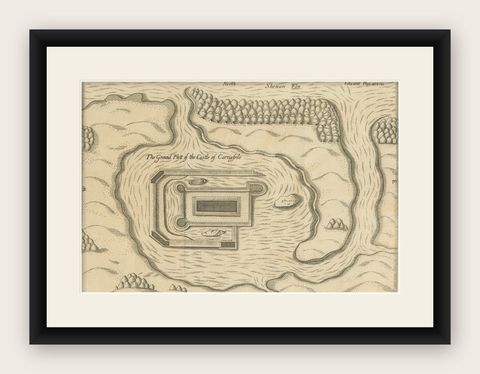 The Ground Plot of the Castle of Carrigafoyle, County Kerry, Ireland, 1890, shown framed