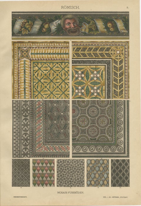 Antique Roman Architectural and Mosaic Ornament Prints, Published 1887, view 3