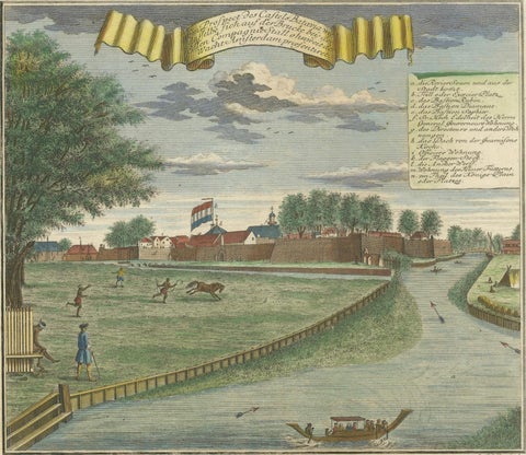 Batavia Castle and Parade Ground, Hand-Coloured Engraving by J.W. Heydt, 1738, close-up 6