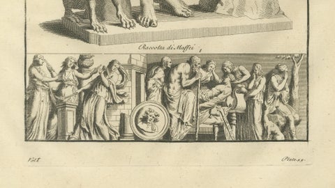 Meleager and the Calydonian Boar Antique Engraving, Montfaucon 1721, close-up 6