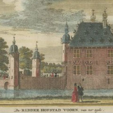 Antique Print of 'Huis Te Voorn', a Castle in De Meern, the Netherlands, close-up 2