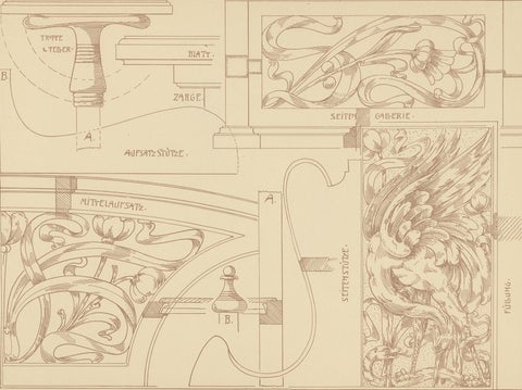 Pl. 40 Antique Print of Furniture Details by Kramer 'circa 1910', view 4