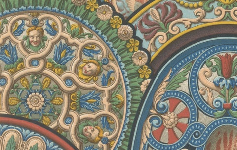 Renaissance Ceiling Ornament, Mythological Medallions & Grotesques, 1869, close-up 3