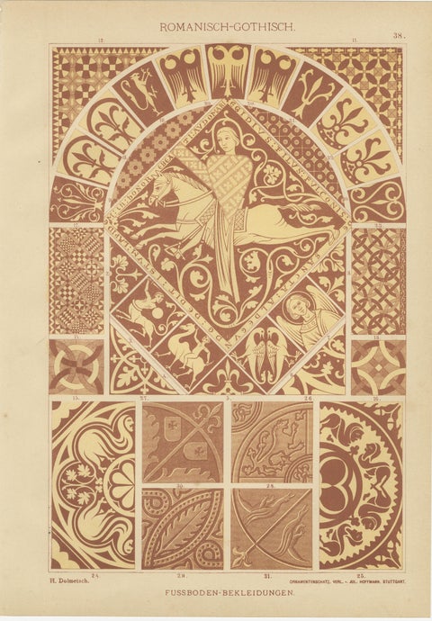 Romanesque-Gothic Architectural and Floor Designs by H. Dolmetsch, c.1887, view 3