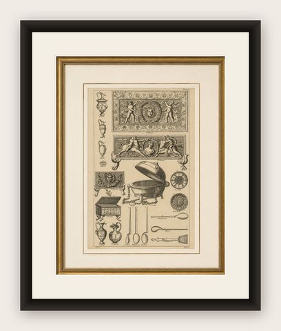 Roman Antiquities & Classical Decorative Arts Engraving, 1721, shown framed